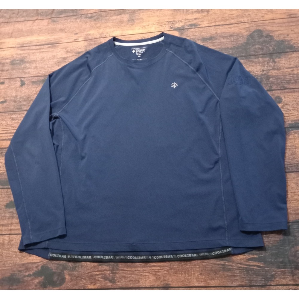 Coolibar Men's UPF 50+ Long Sleeve Crew Neck Shirt Size XXL Blue
